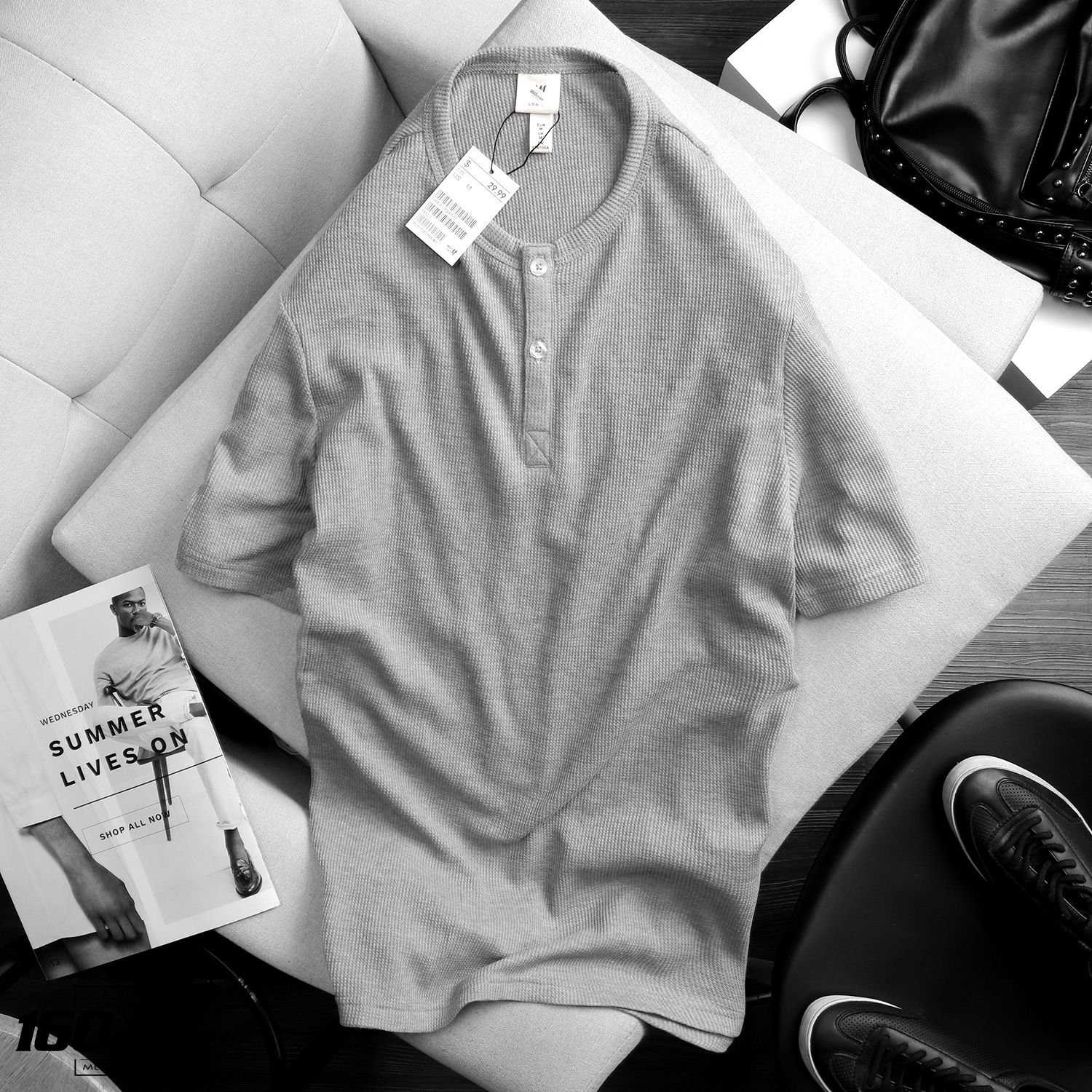 Áo thun H&M henley waffle