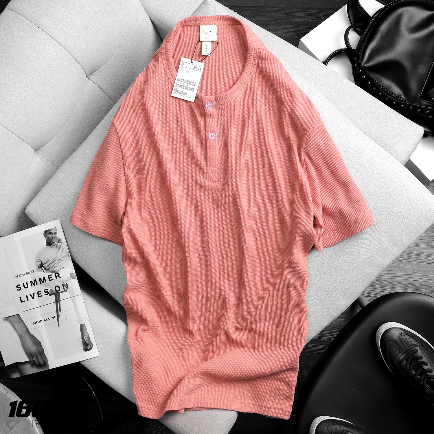 Áo thun H&M henley waffle