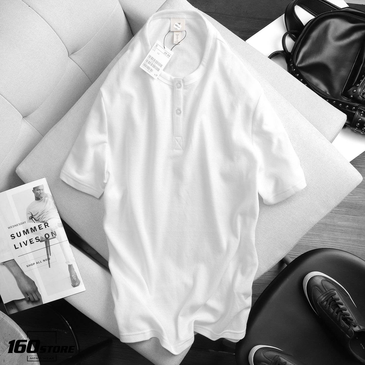 Áo thun H&M henley waffle