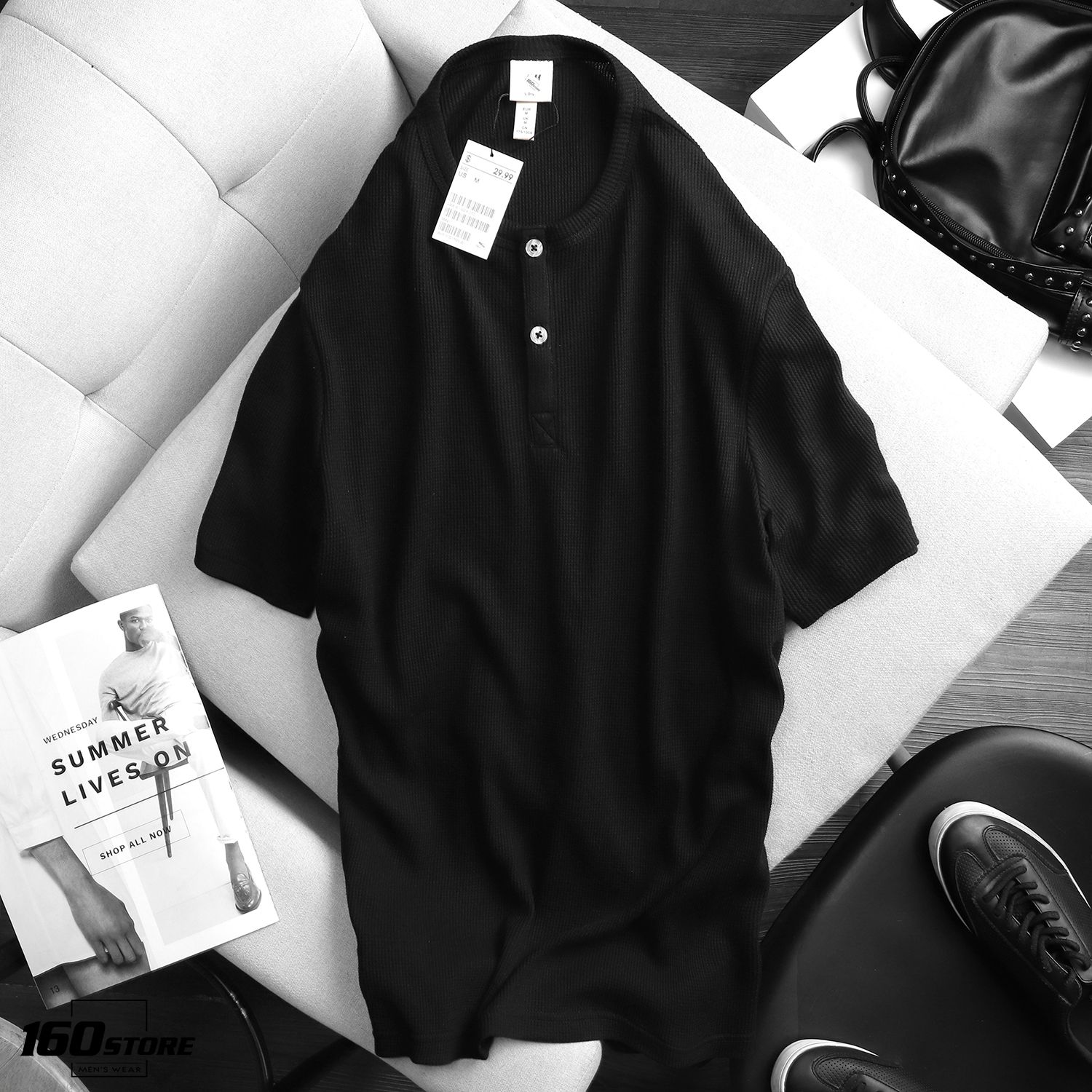Áo thun H&M henley waffle