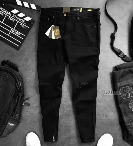 Icon & Denim Ripped Jeans with Zip