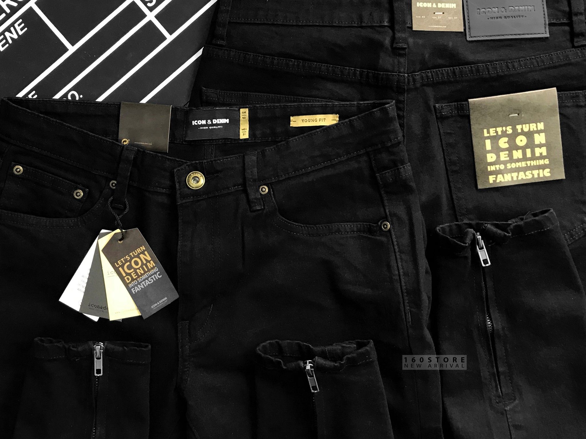 Icon & Denim Ripped Jeans with Zip