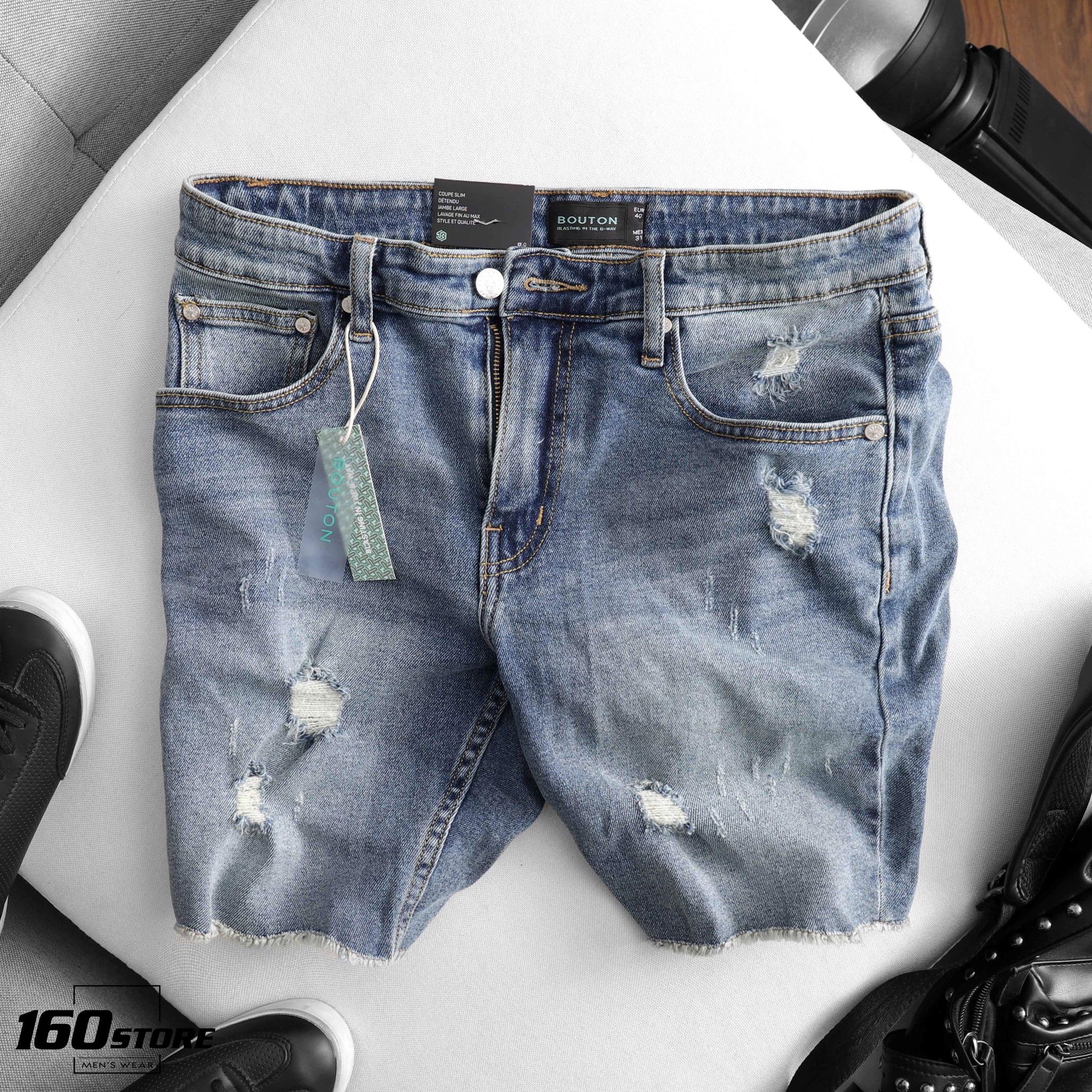 Quần short jeans BOUTON ripped