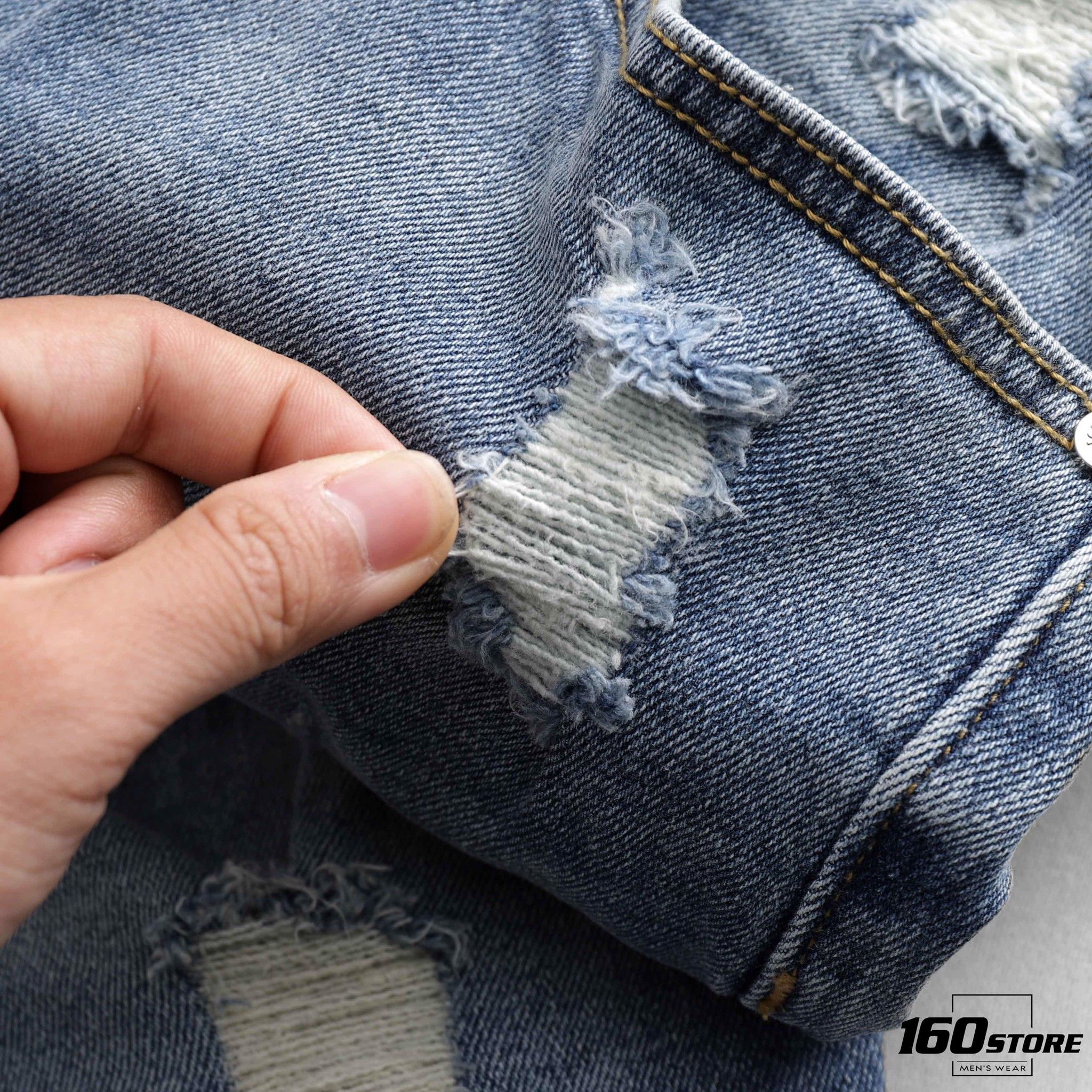 Quần short jeans BOUTON ripped