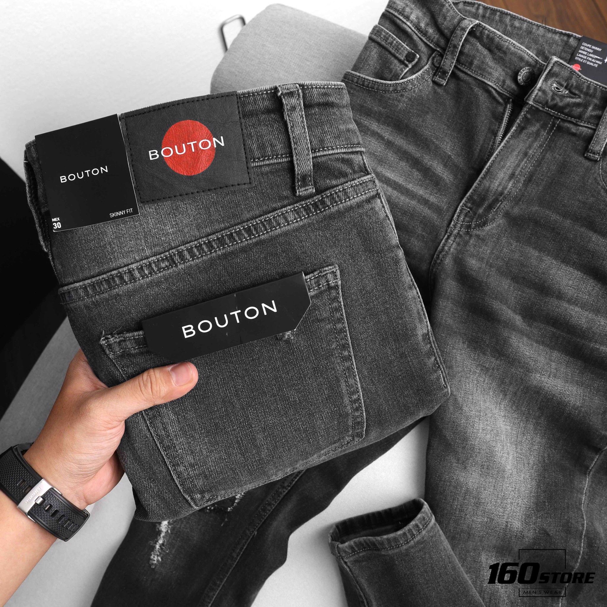 Quần jeans BOUTON Dark Gray skinny