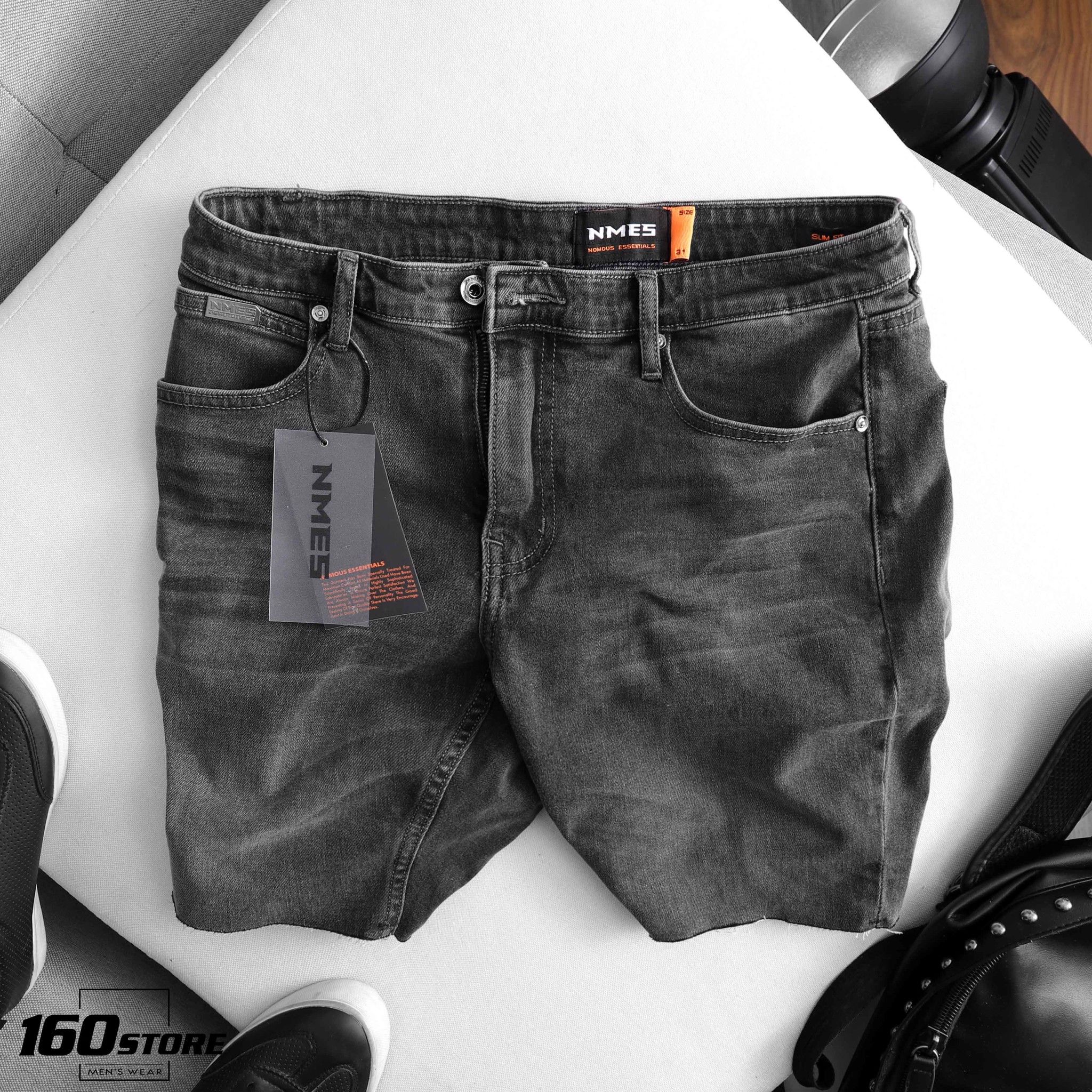 Quần short jeans NOMOUS ESSENTIALS dark grey rách