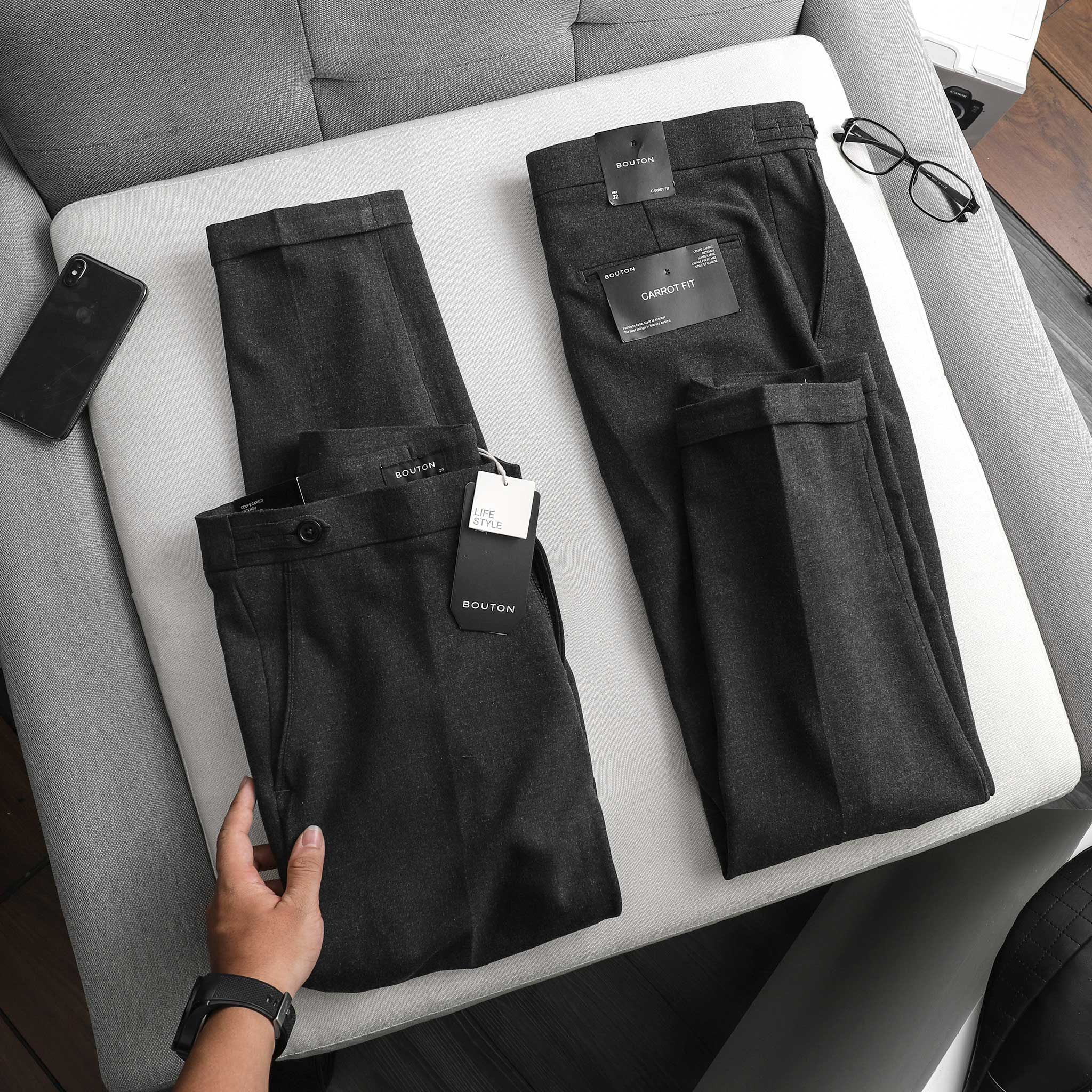 Quần tây BOUTON dark grey carrot