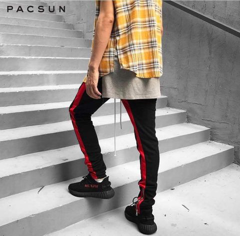PACSUN Stripe Side Pants With Zip
