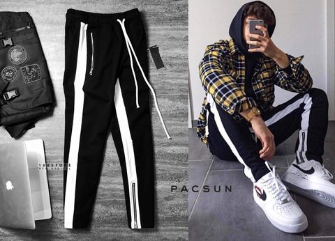 PACSUN Stripe Side Pants With Zip