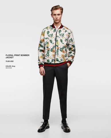 ZRA Floral Print Bomber Jacket