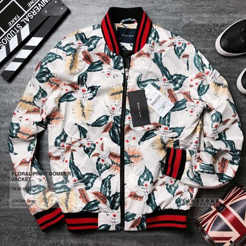 ZRA Floral Print Bomber Jacket