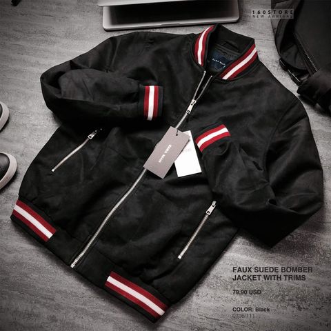 ZRA Faux Suede Bomber Jackets with Trims