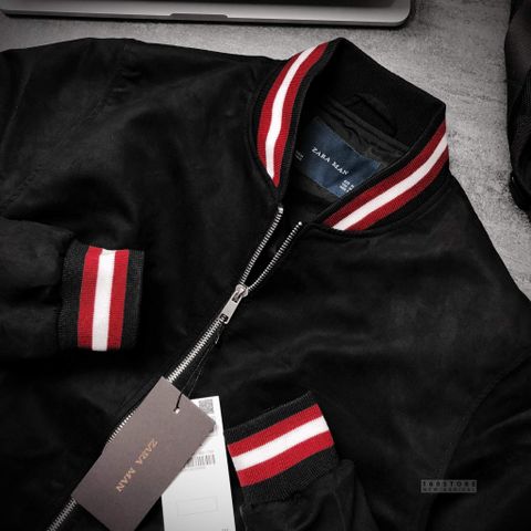 ZRA Faux Suede Bomber Jackets with Trims