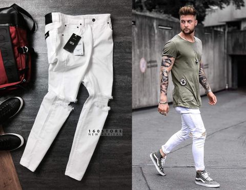 ZRA Slim Fit Jeans With Rips In White