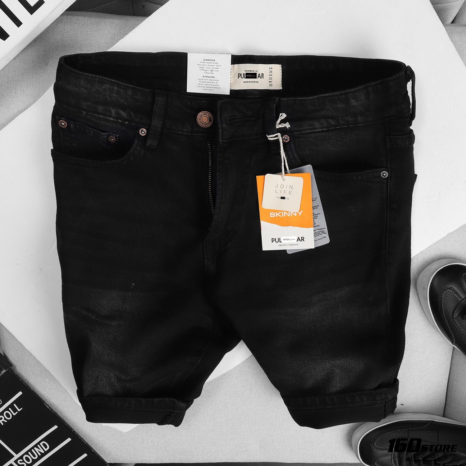 Quần short jeans P.B dark grey