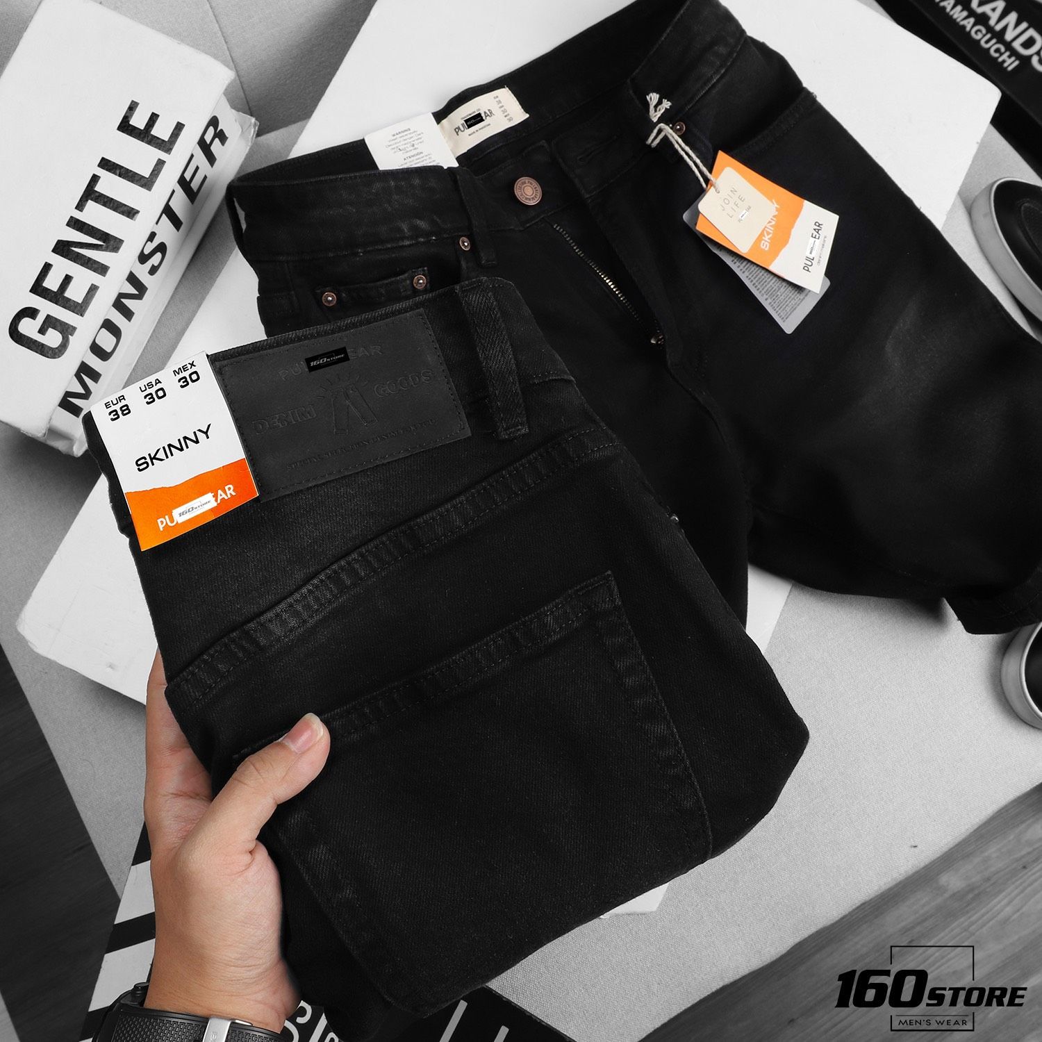 Quần short jeans P.B dark grey