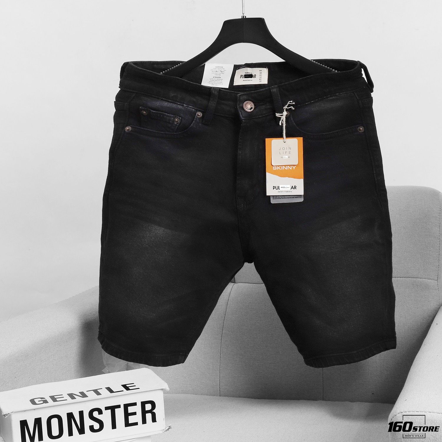 Quần short jeans P.B dark grey