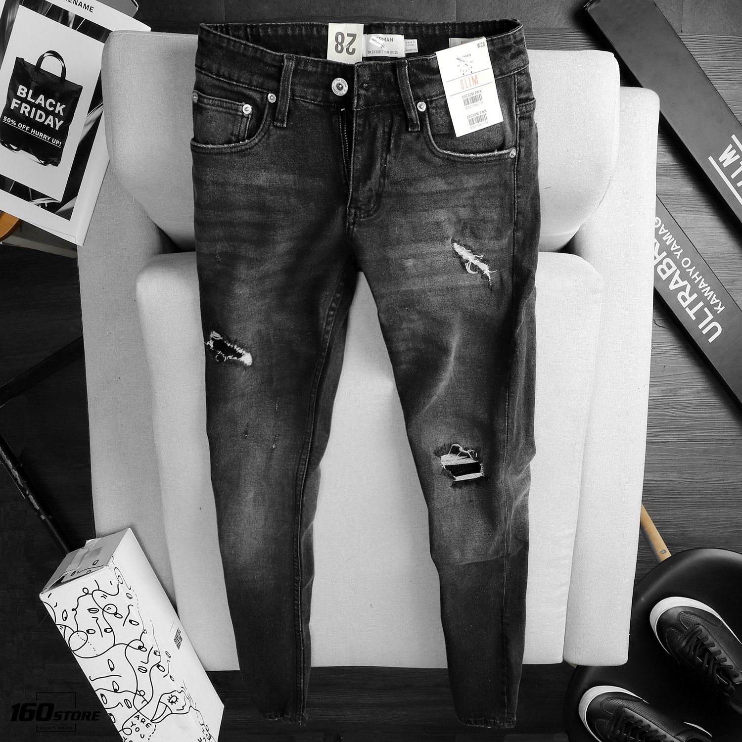 Quần jeans T.MAN slim fit rách