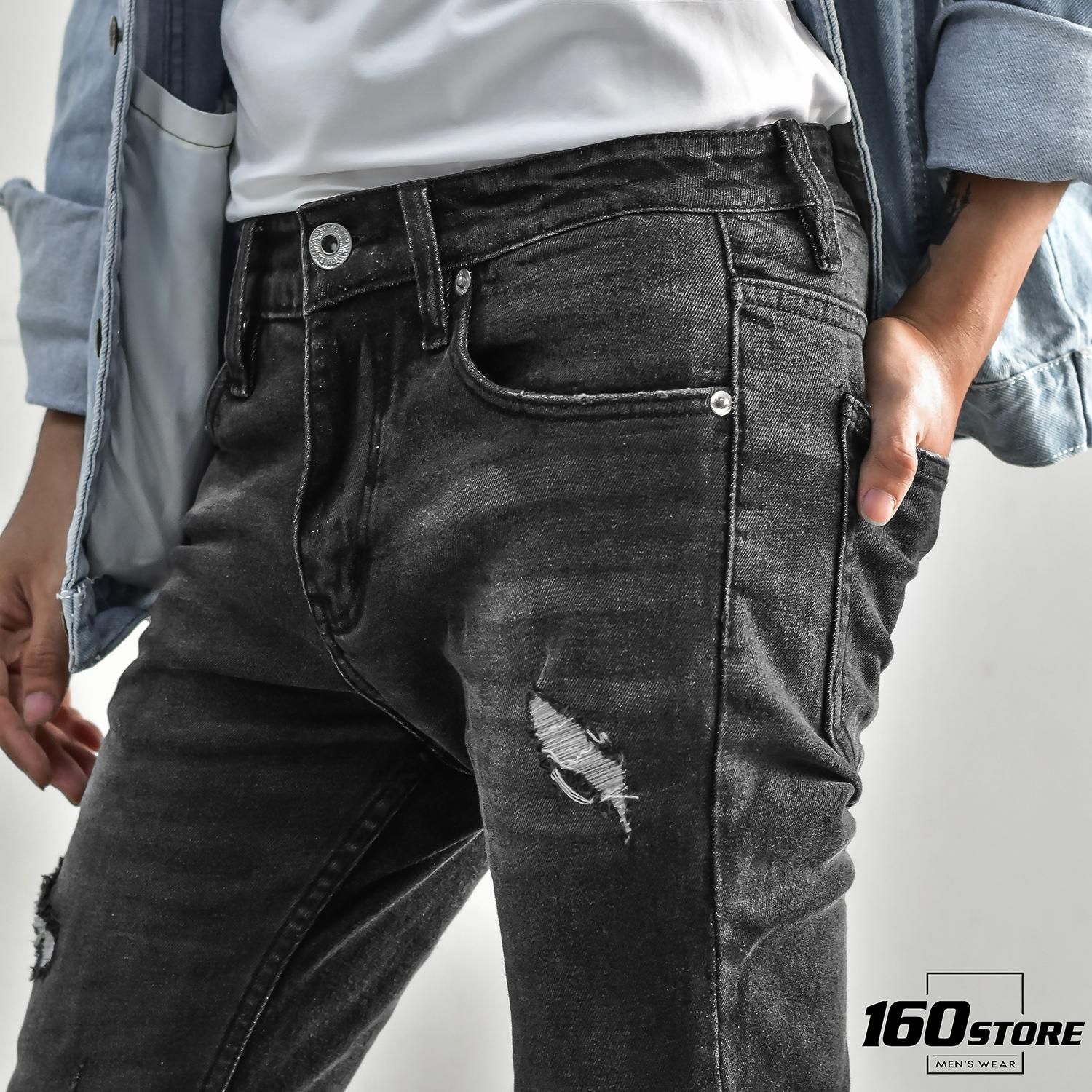 Quần jeans T.MAN slim fit rách
