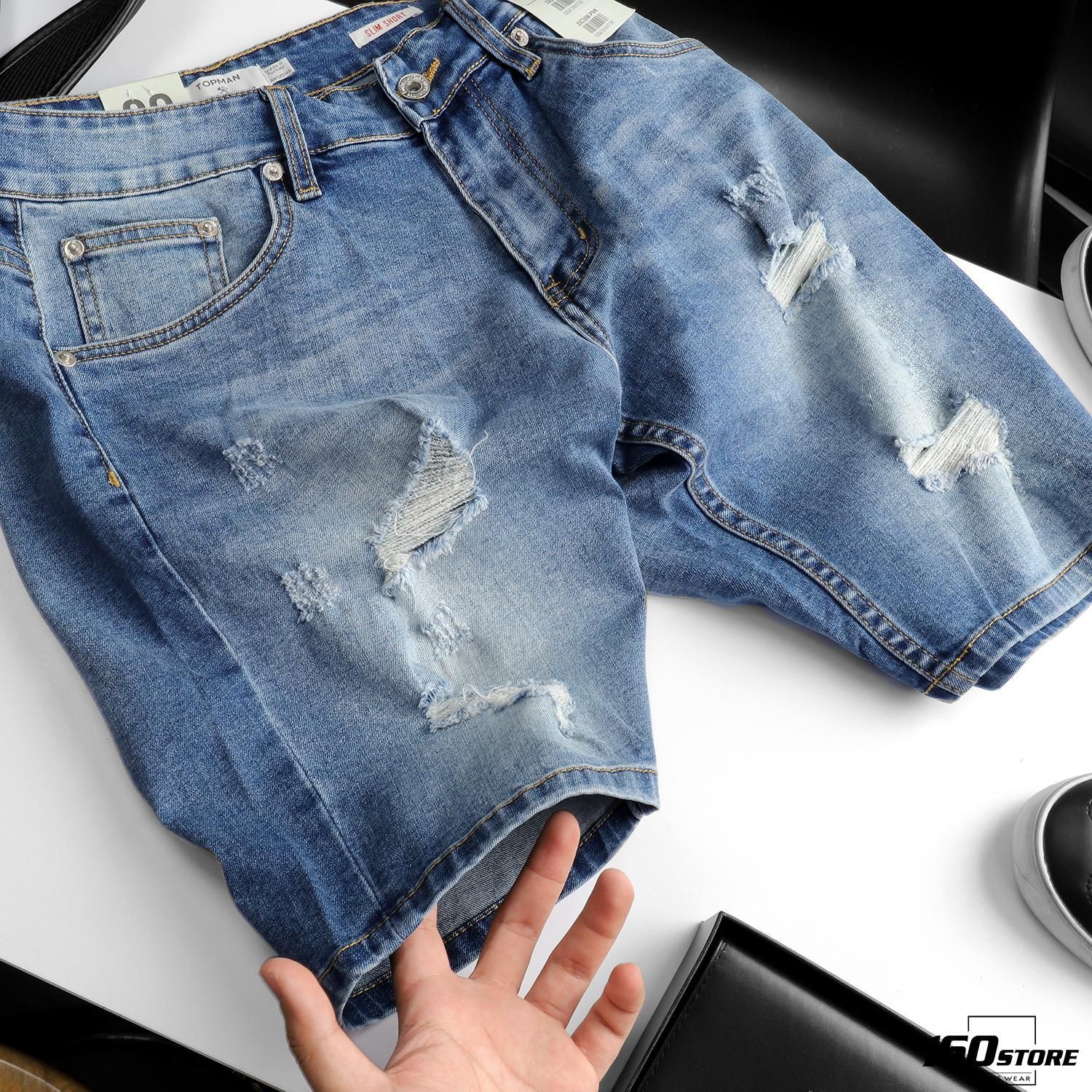 Quần short jeans T.MAN wash rách