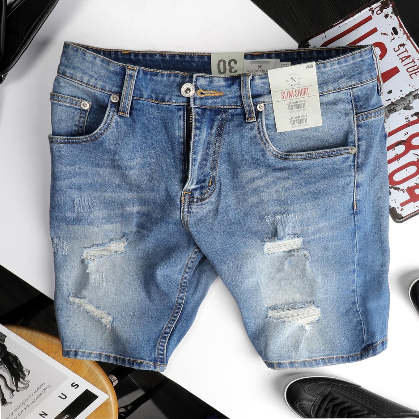 Quần short jeans T.MAN wash rách