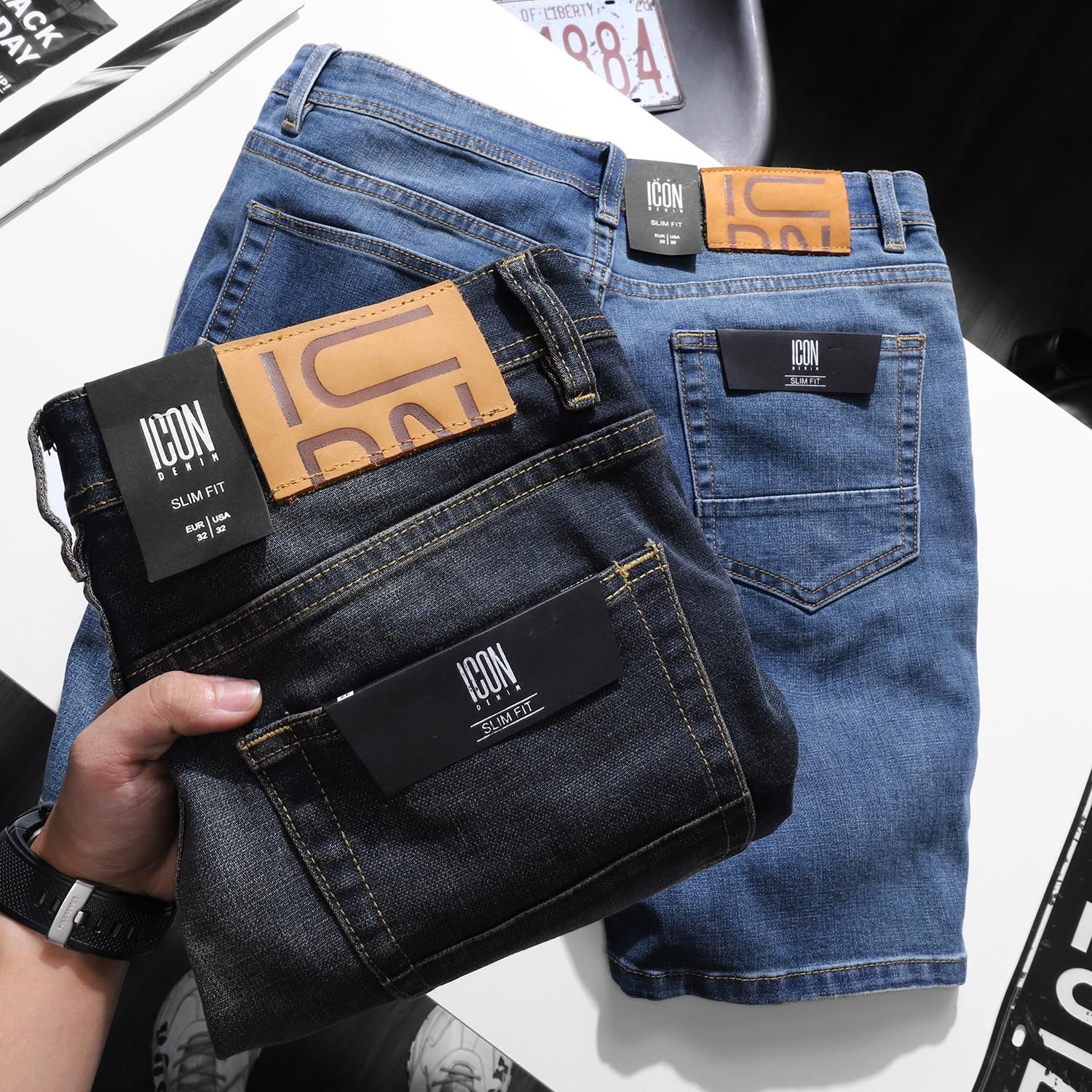 Quần short jeans ICON DENIM dark blue