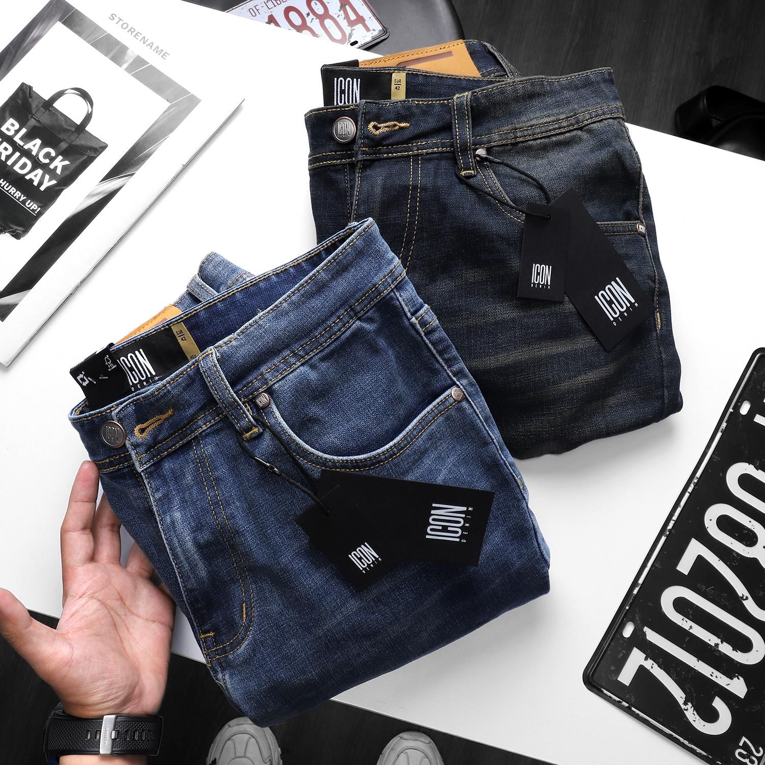 Quần short jeans ICON DENIM dark blue