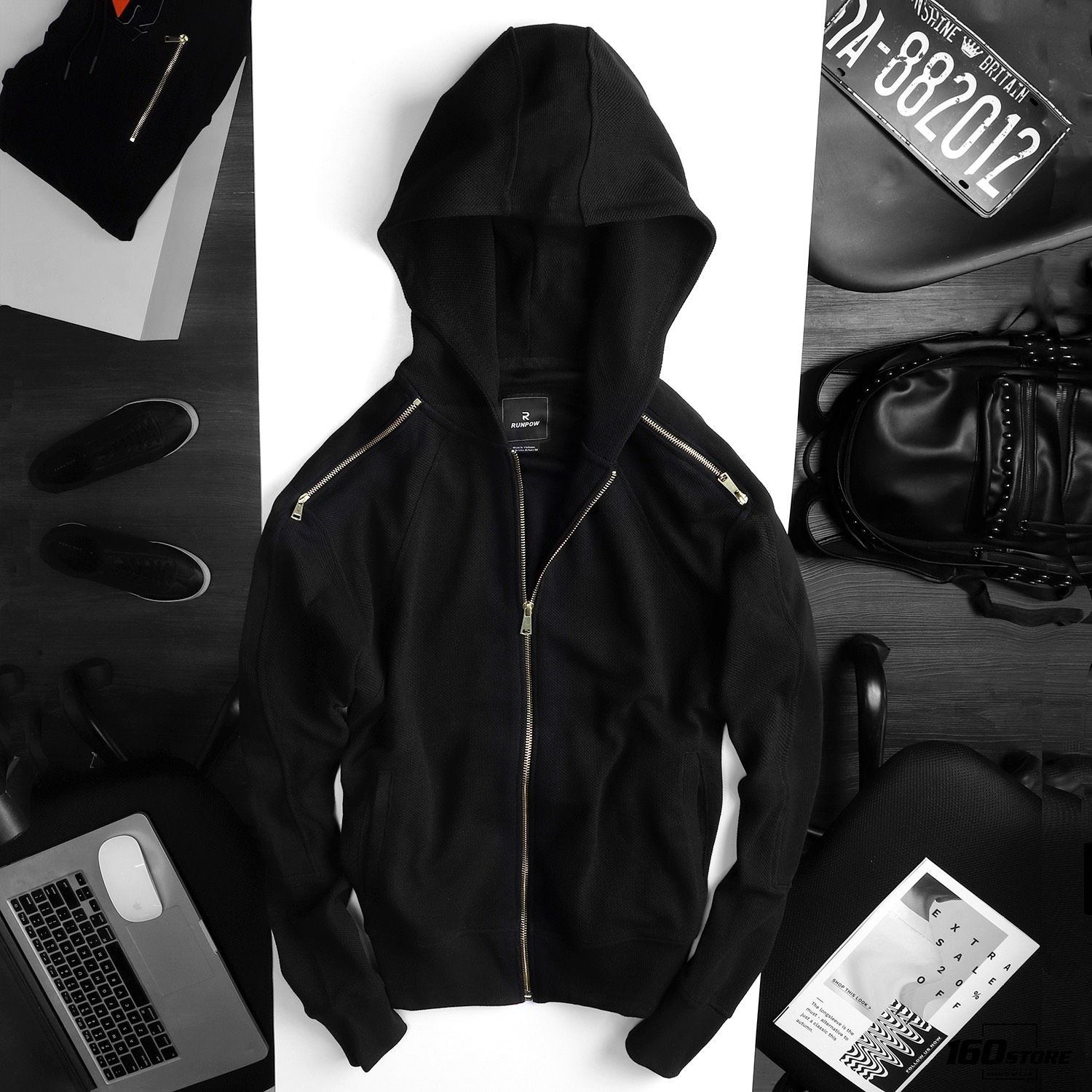 Áo khoác nỉ RUNPOW zip ss20