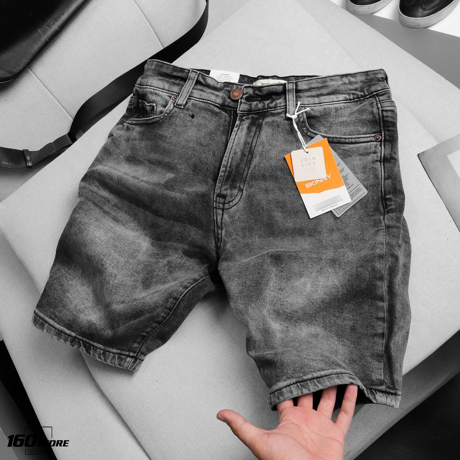 Quần short jeans P.B Gray wash