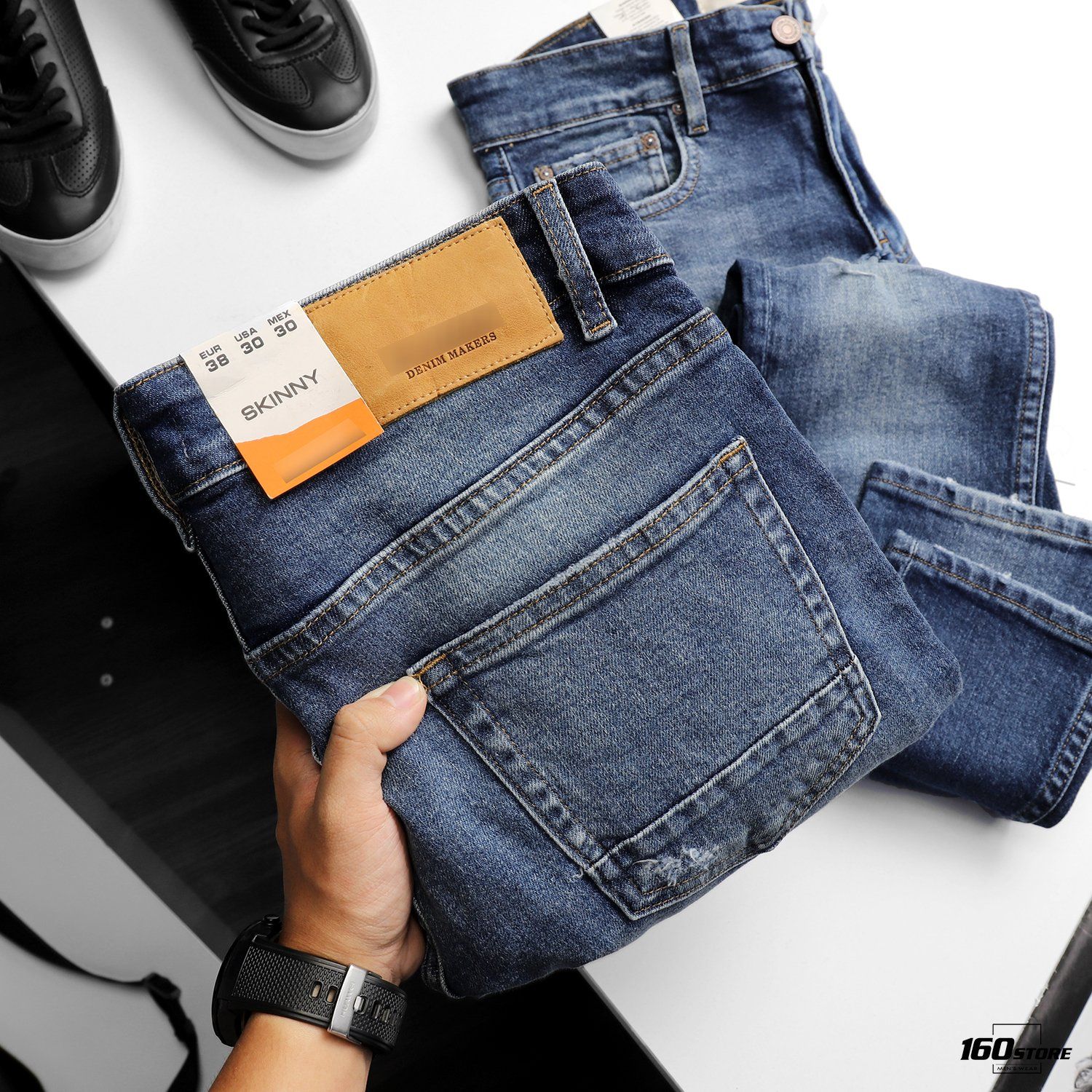 Quần jeans P.B skinny fit w ripped