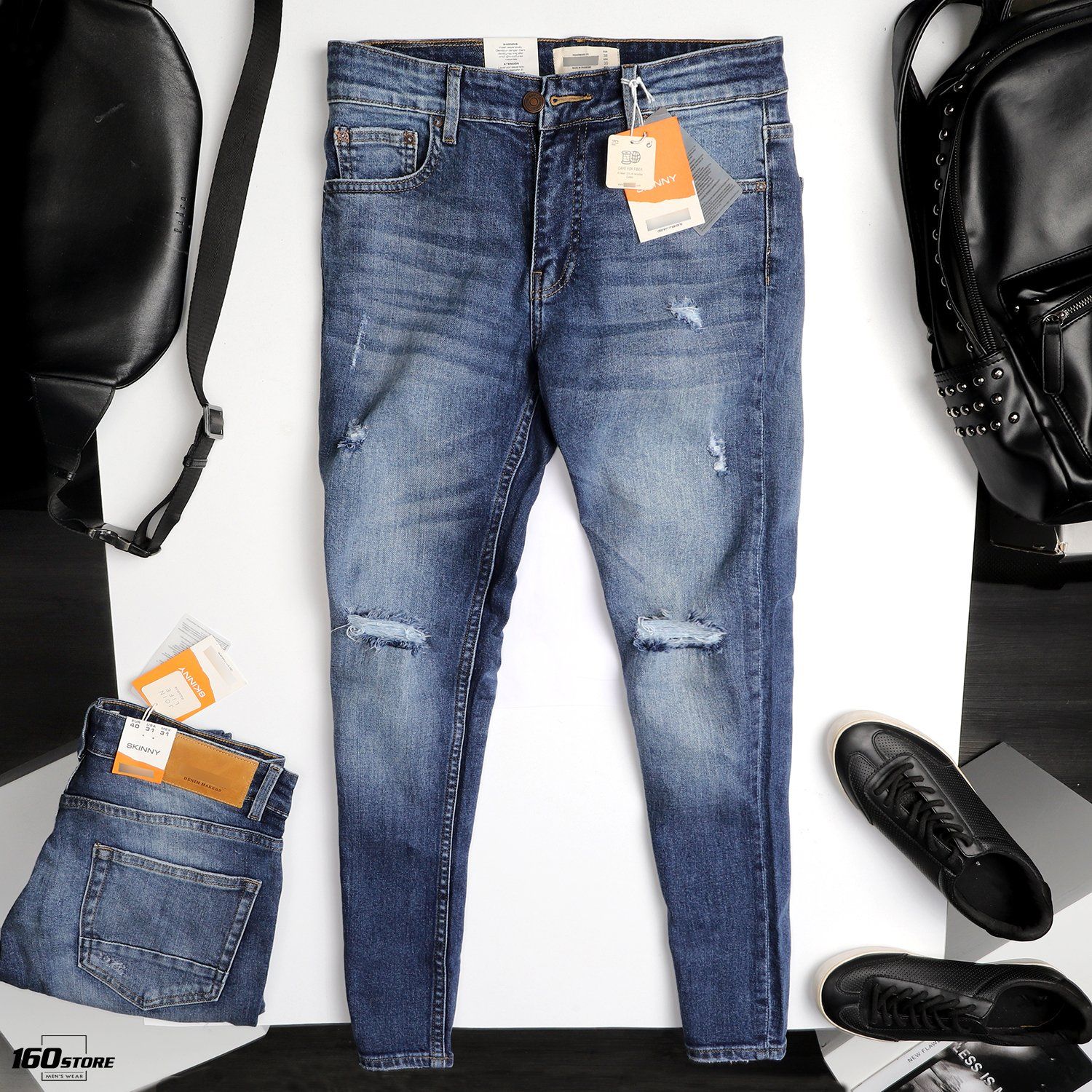 Quần jeans P.B skinny fit w ripped