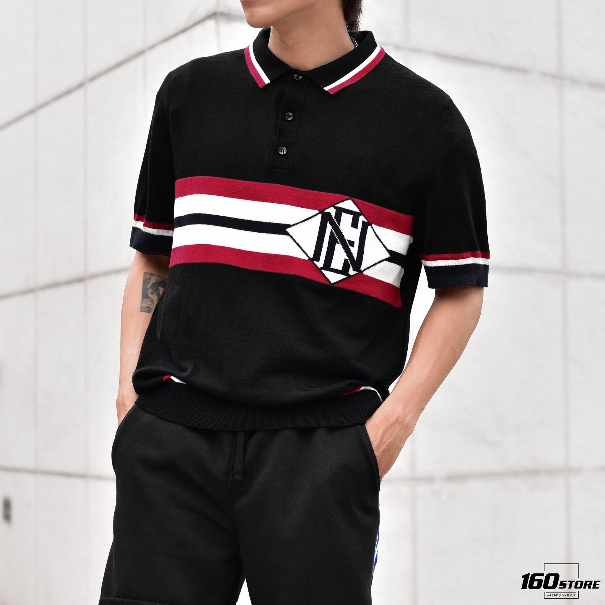 Áo polo len (sweater) NOMOUS ESSENTIALS Striped Logo
