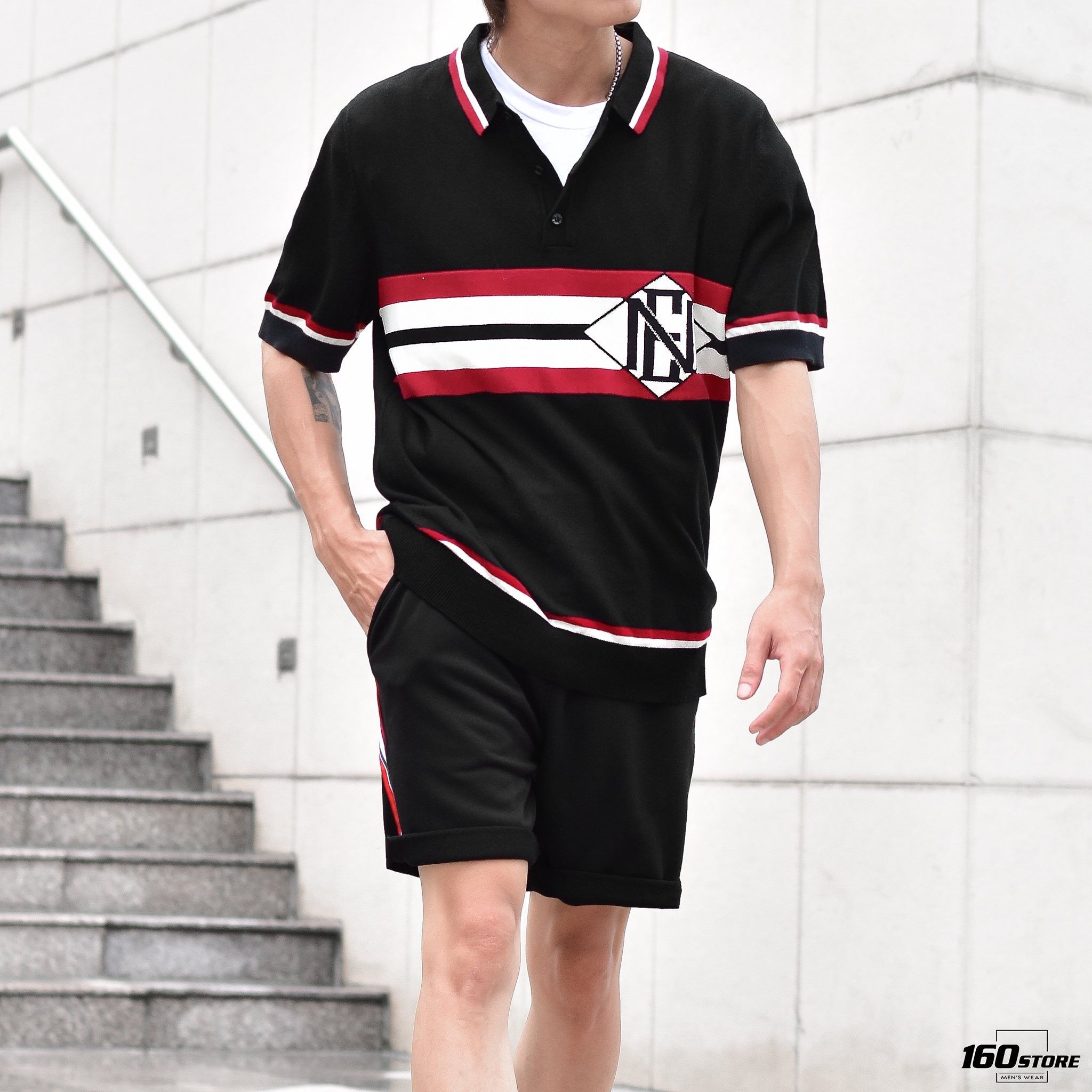Áo polo len (sweater) NOMOUS ESSENTIALS Striped Logo