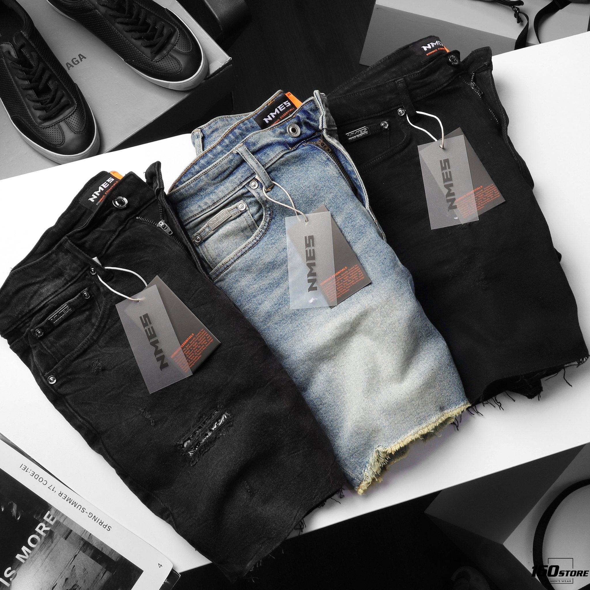 Quần short jeans NOMOUS ESSENTIALS Ripped