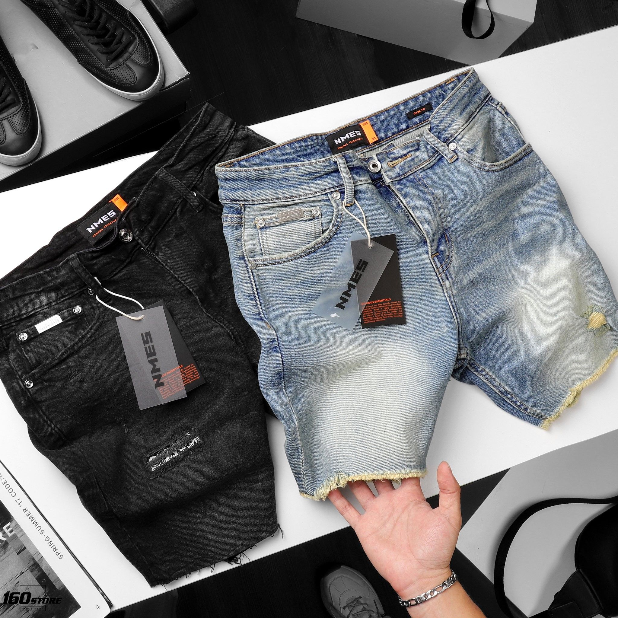 Quần short jeans NOMOUS ESSENTIALS Ripped