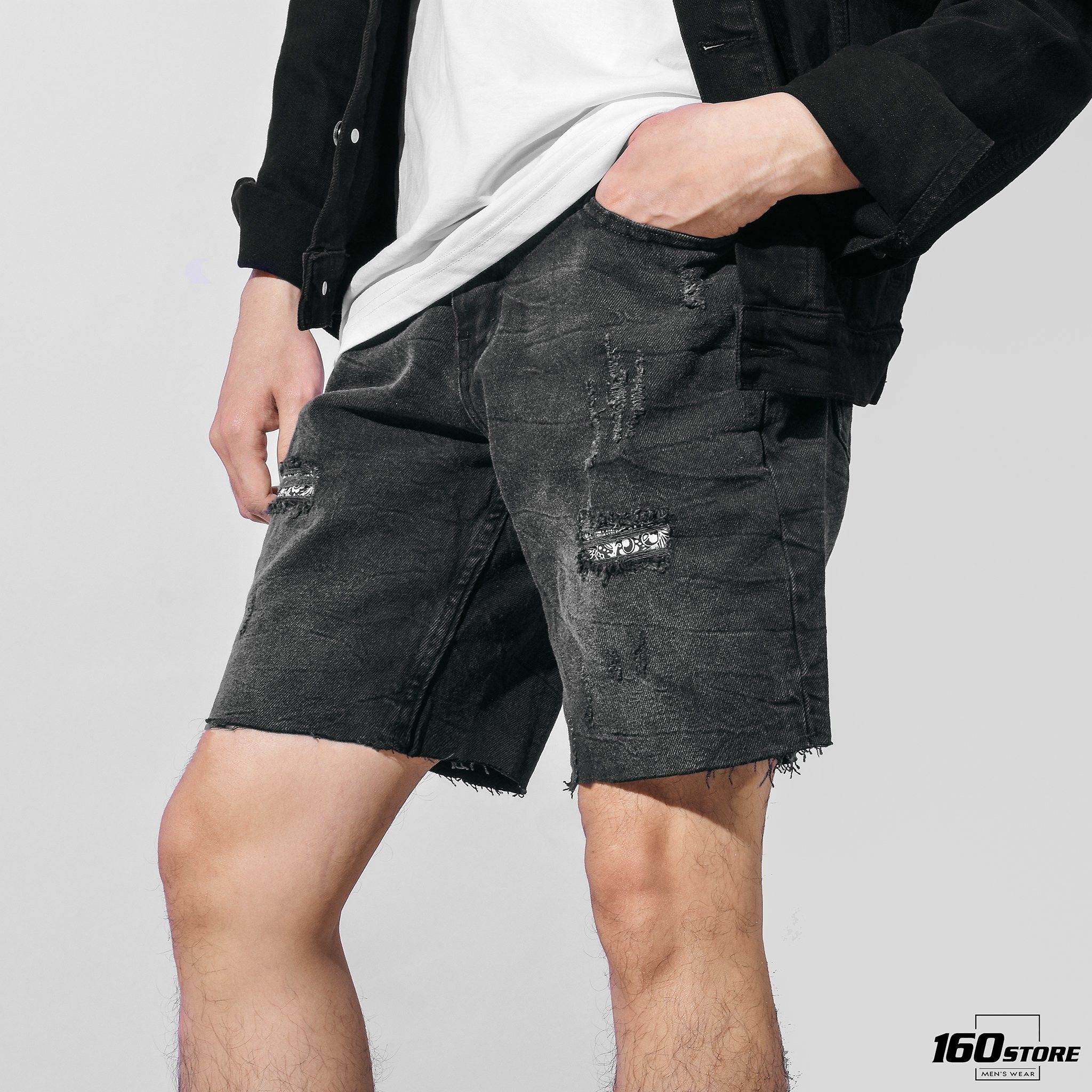Quần short jeans NOMOUS ESSENTIALS Ripped