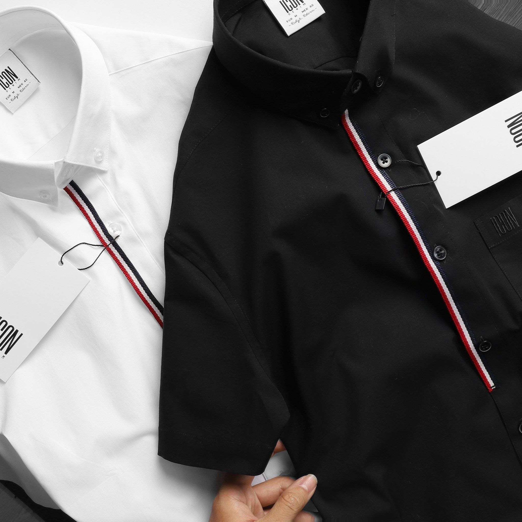 Áo sơmi tay ngắn ICON DENIM line w logo