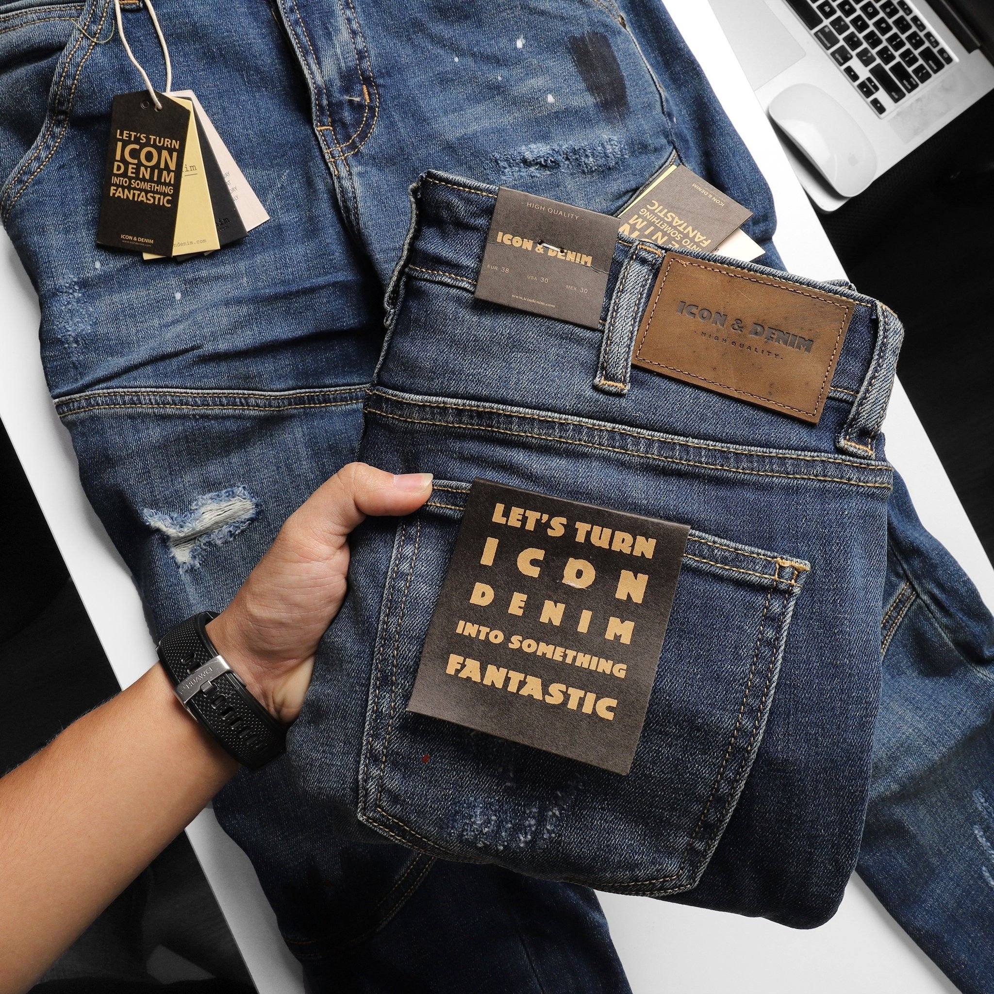Quần jeans ICON DENIM skinny vẩy sơn