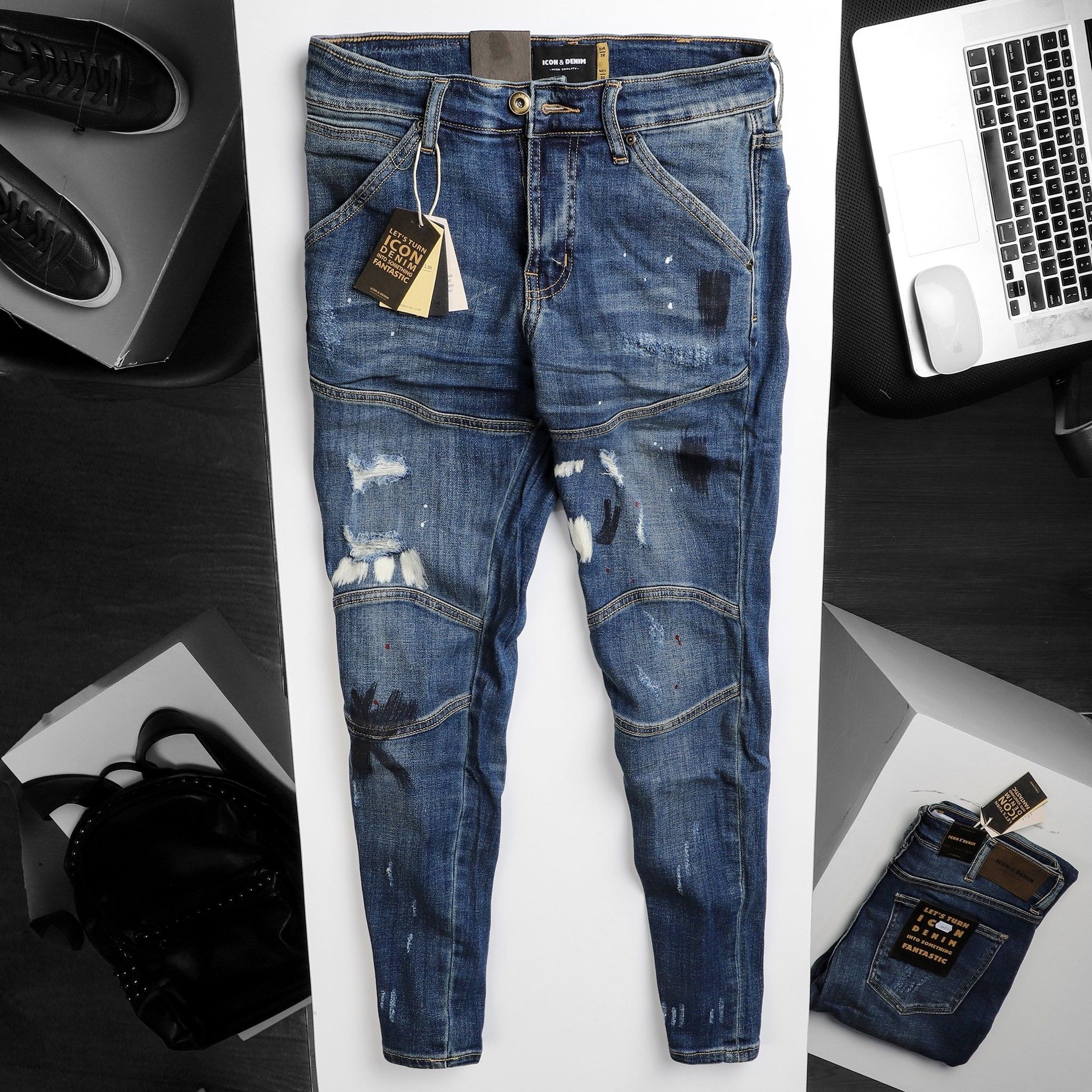 Quần jeans ICON DENIM skinny vẩy sơn
