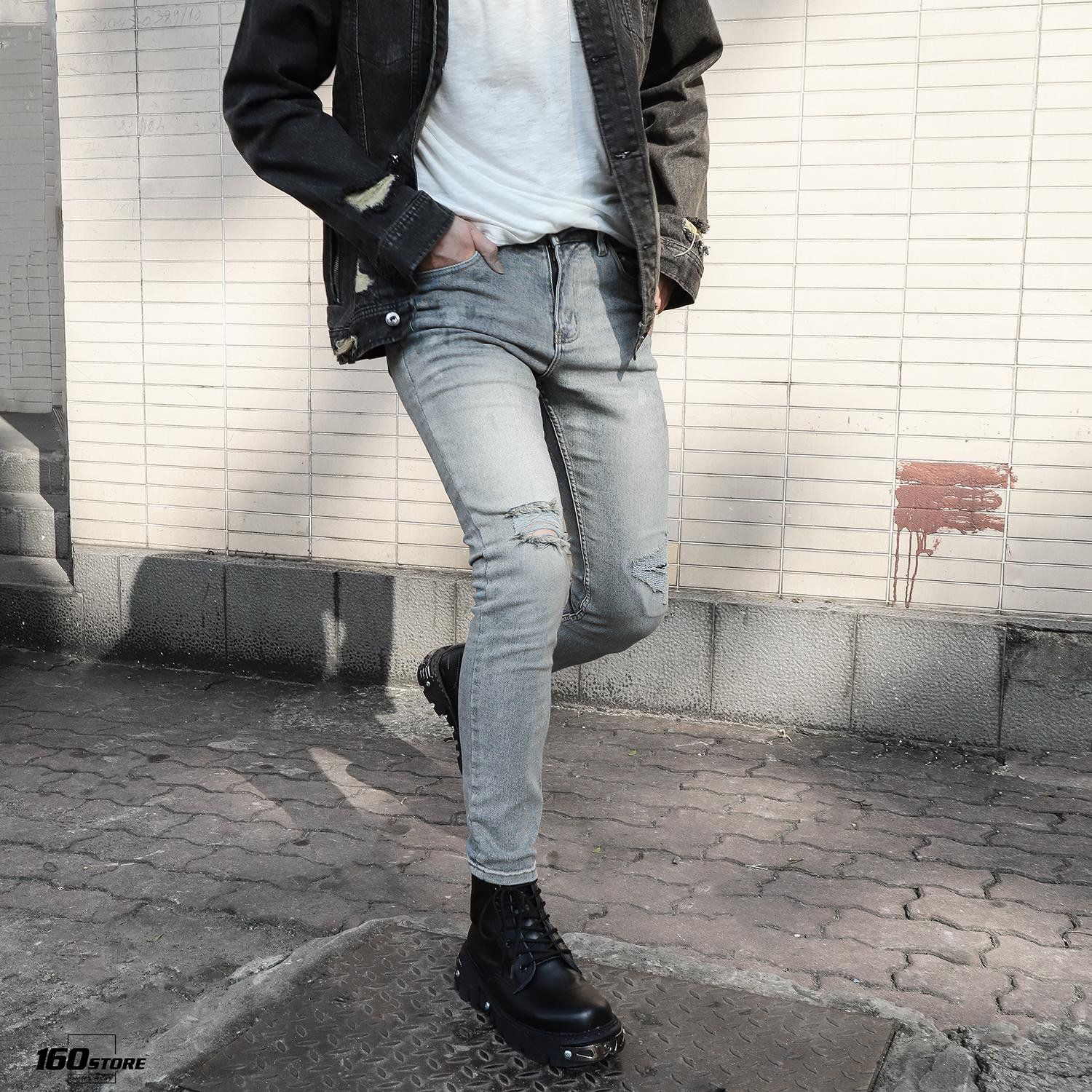 Quần jeans P.B rách skinny