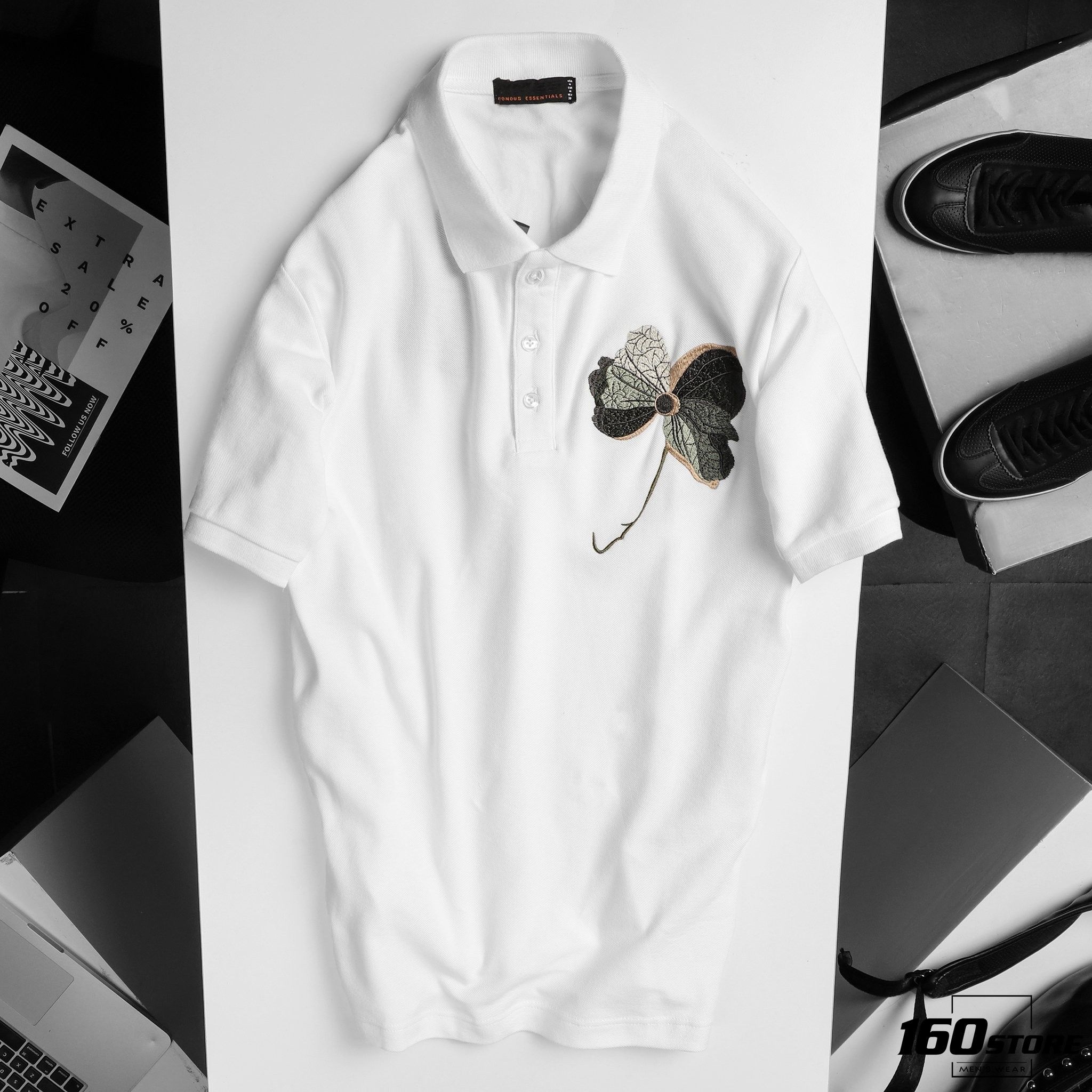 Áo polo NOMOUS ESSENTIALS w Floral embroidery