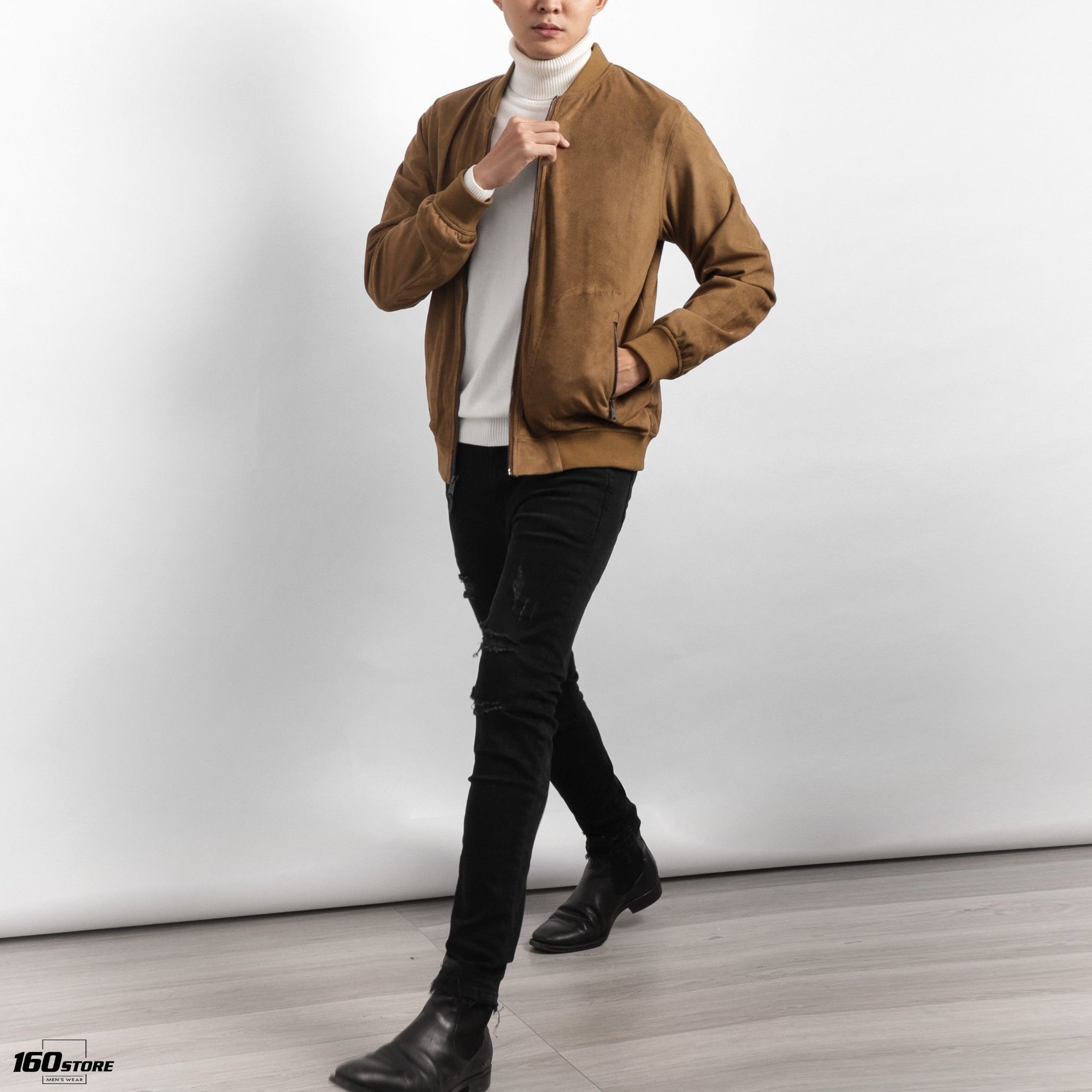 Áo khoác bomber M.N.G suede