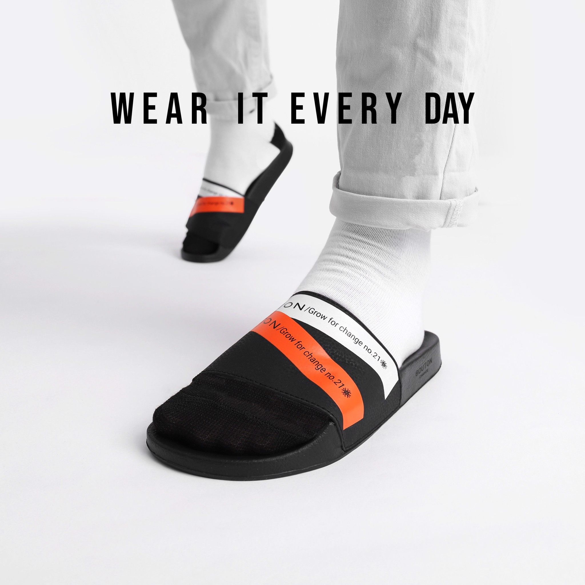 Dép BOUTON Striped Leather