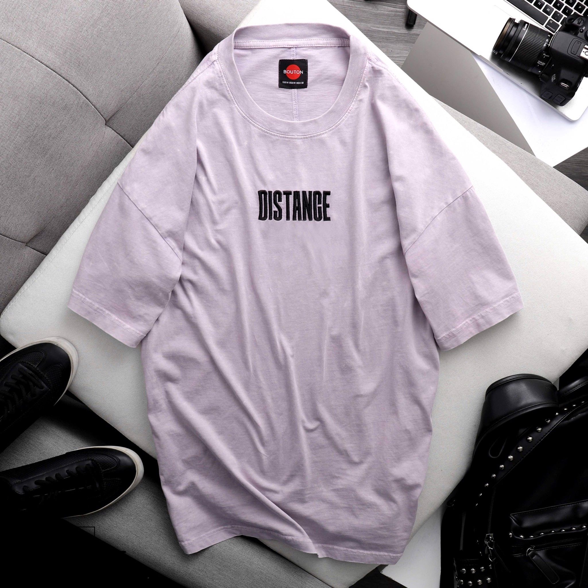 Áo thun BOUTON embroidery acid wash