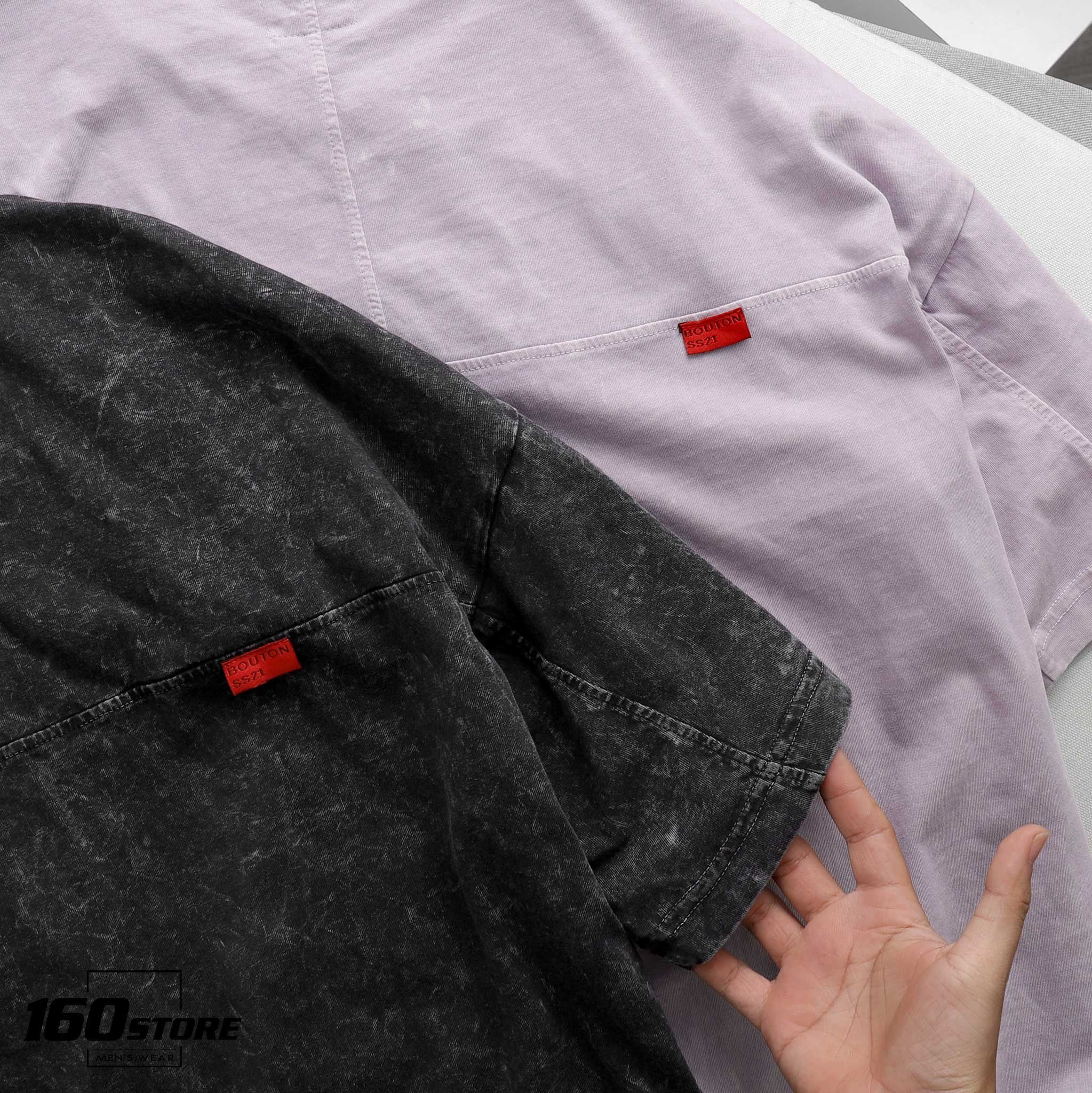 Áo thun BOUTON embroidery acid wash