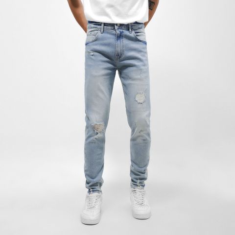 Quần Jean Nam ICONDENIM Light Blue Wash Ripped Slim-fit