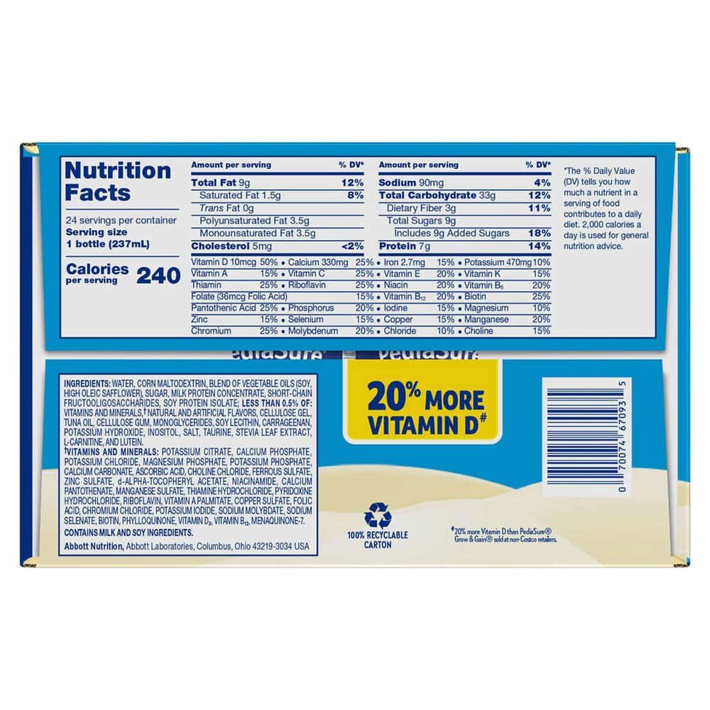 Sữa Nước Pediasure Grow & Gain Optigro Plus Hương Vani - 237ml