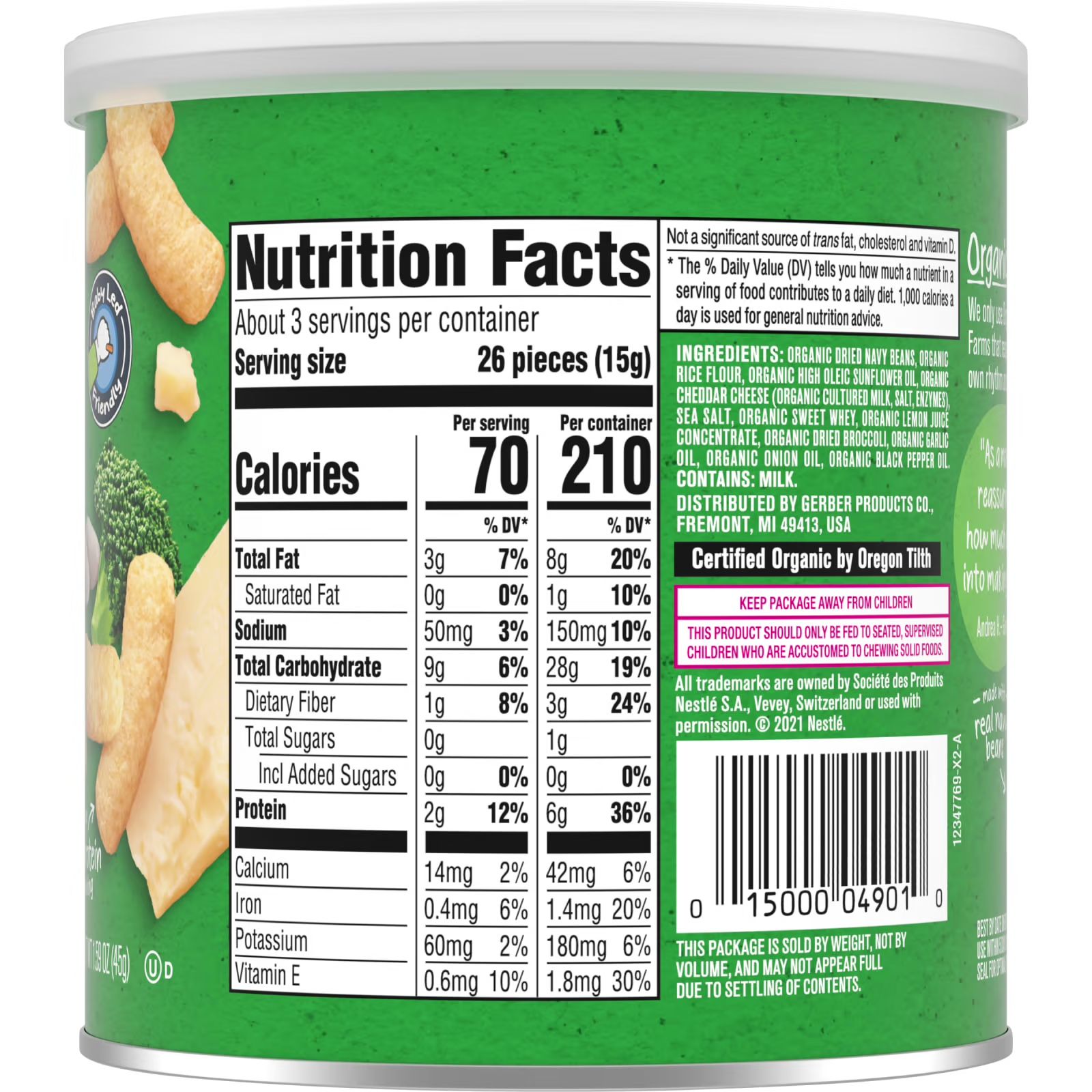 BÁNH ĂN DẶM GERBER ORGANIC LIL’ CRUNCHIES CHO BÉ TỪ 12M+ (45G)