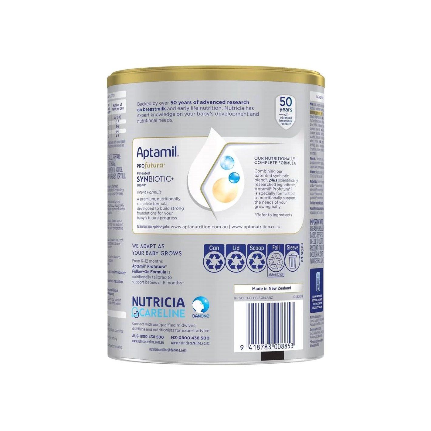 Sữa bột Aptamil Profutura Úc số 1 cho bé từ 0-6 tháng (900g) - CT