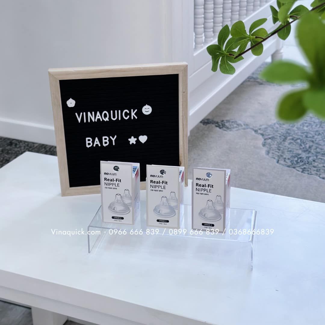 Set 2 Núm Ti Cổ Rộng Thay Thế Bình Sữa Moyuum Siêu Mềm